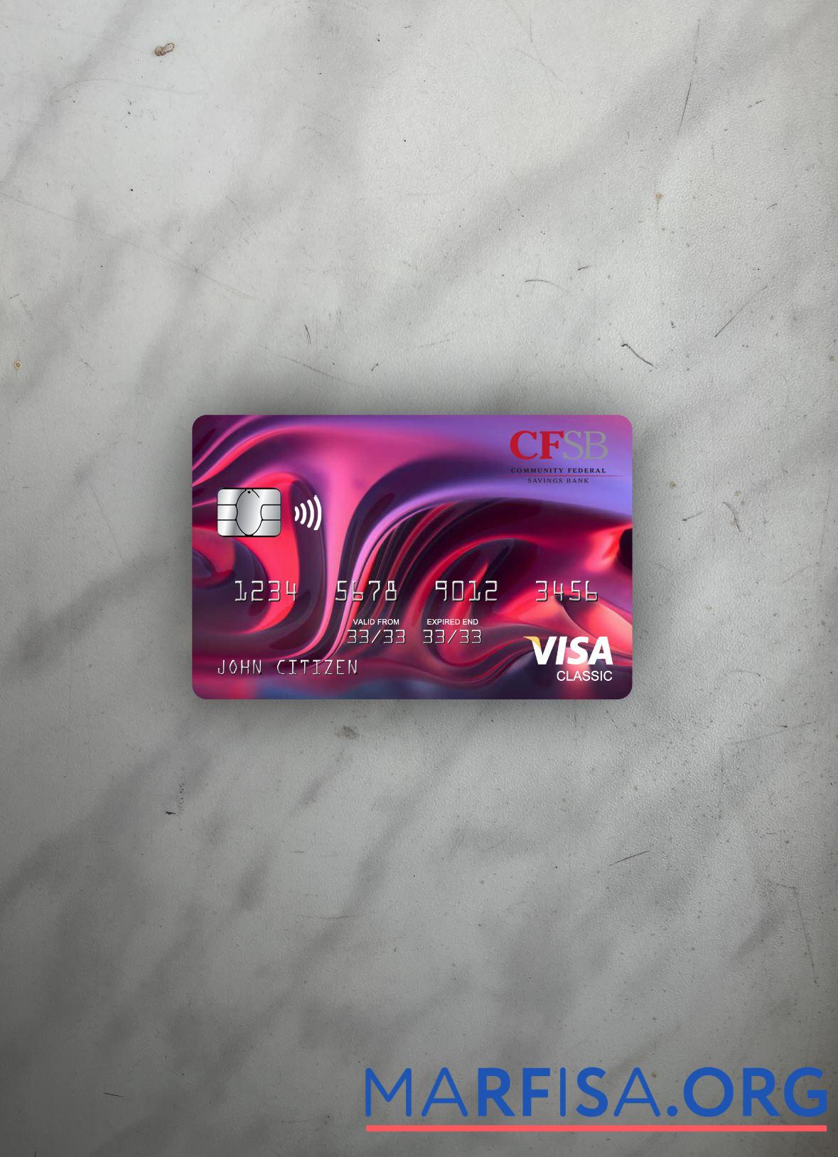 Realistic USA New York CFSB bank visa classic card photolook front real example